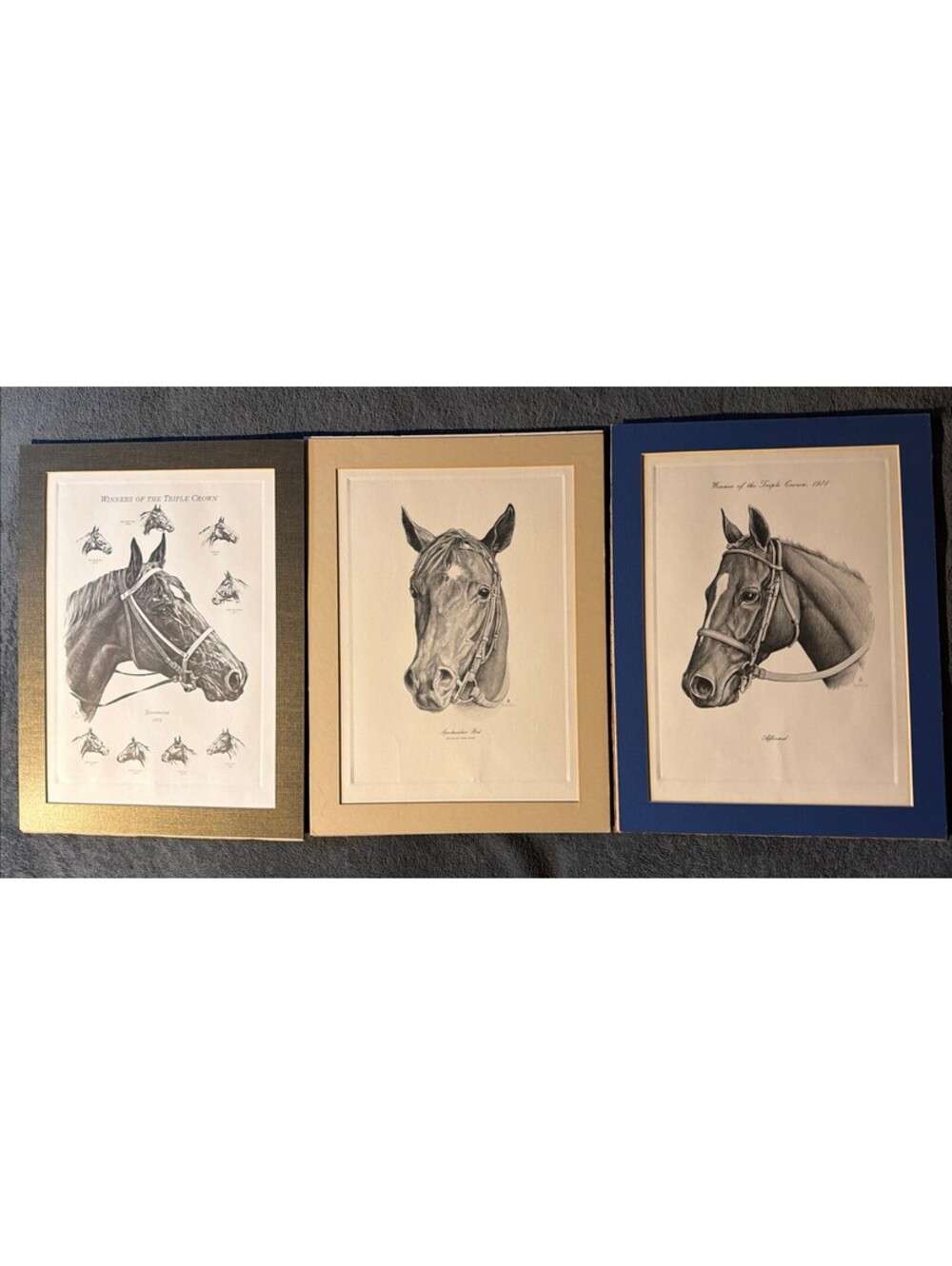Kentucky Derby 16”x12” Print Lot Winners Of The Triple Crown 1970’s Horses